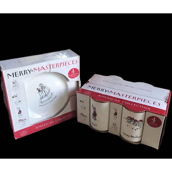 Vintage 1999 Christmas National Monuments 4 Dessert Plate & Mug Cup Set NEW - Picture 3 of 12